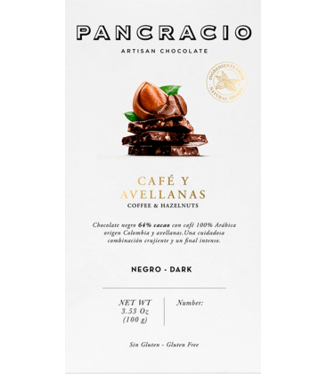 Tableta Chocolate Negro Pancracio Café y Avellanas