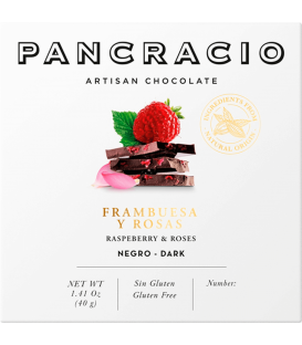 Mini Tableta Chocolate Negro Pancracio Frambuesa y Rosas 40gr