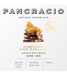 Mini Tableta Chocolate con Leche Pancracio Almendra con Naranja 40gr